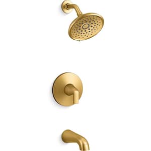 Cursiva Single-Handle 3-Spray Tub and Shower Faucet in Vibrant Brushed Moderne Brass (Valve Included)