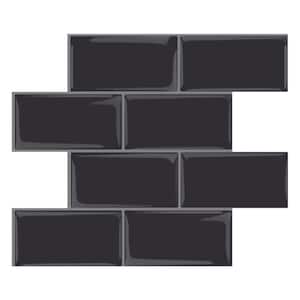 Black Subway 10.00 in. x 12.60 in. Vinyl Peel and Stick Backsplash Tile (3.5 sq. ft./pack)
