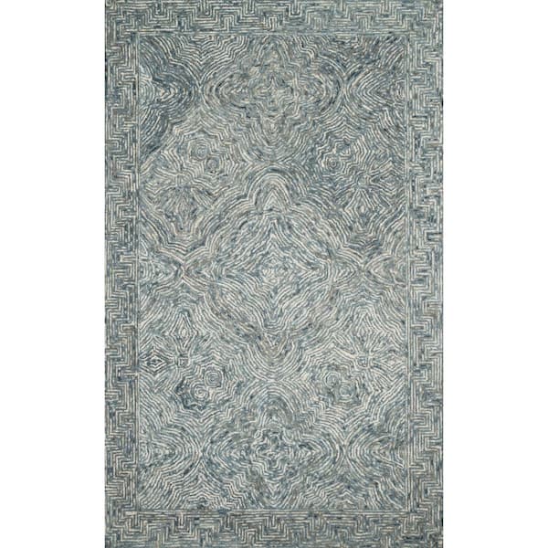 Ziva Denim 2 ft. 6 in. x 7 ft. 6 in. Contemporary Hand-Tufted 100% Wool Pile Runner Rug