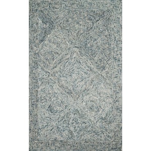 Ziva Denim 3 ft. 6 in. x 5 ft. 6 in. Contemporary Hand-Tufted 100% Wool Pile Area Rug