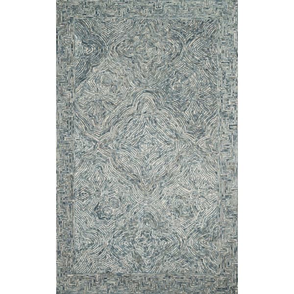 LOLOI II Ziva Denim 9 ft. 3 in. x 13 ft. Contemporary Hand-Tufted 100% Wool Pile Area Rug