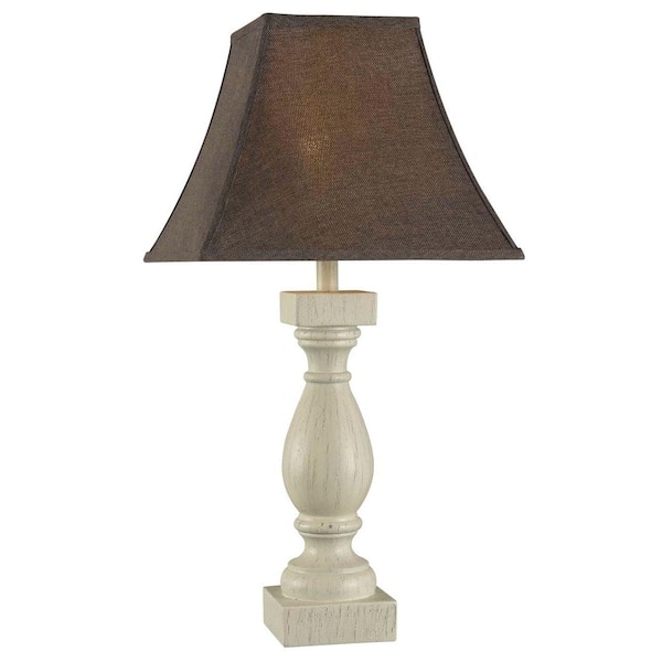 Hampton Bay Duval 27.75 in. Weathered White Table Lamp
