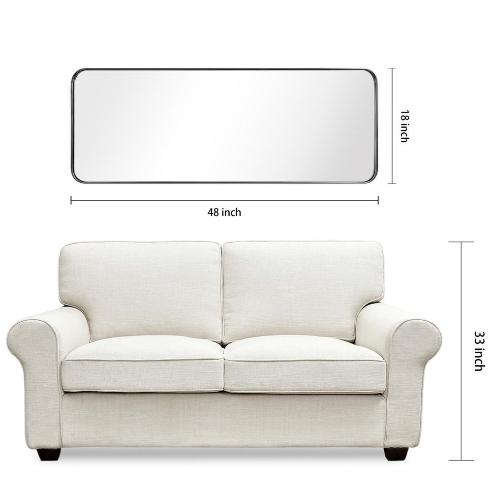 Sleek Rectangular 48" Silver Brushed Stainless Steel Wall Mirror