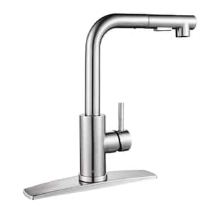Single-Handle Kitchen Sink Faucet with Pull Down Sprayer Kitchen Faucet in Brushed Nickel