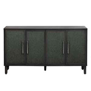 59.80 in. W x 15.70 in. D x 33.80 in. H Black Light Luxury Style Cabinet with 4-Linen Cabinet Doors