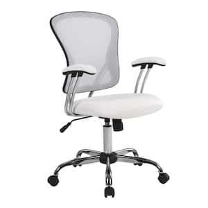 Gianna Faux Leather Adjustable Height with White Mesh Back Task Chair in White