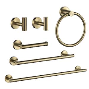 Bathroom Hardware Set 6-Pieces Towel Bar, Towel Ring, Robe Hook, Toilet Paper Holder for Bathroom Wall Mounted Gold