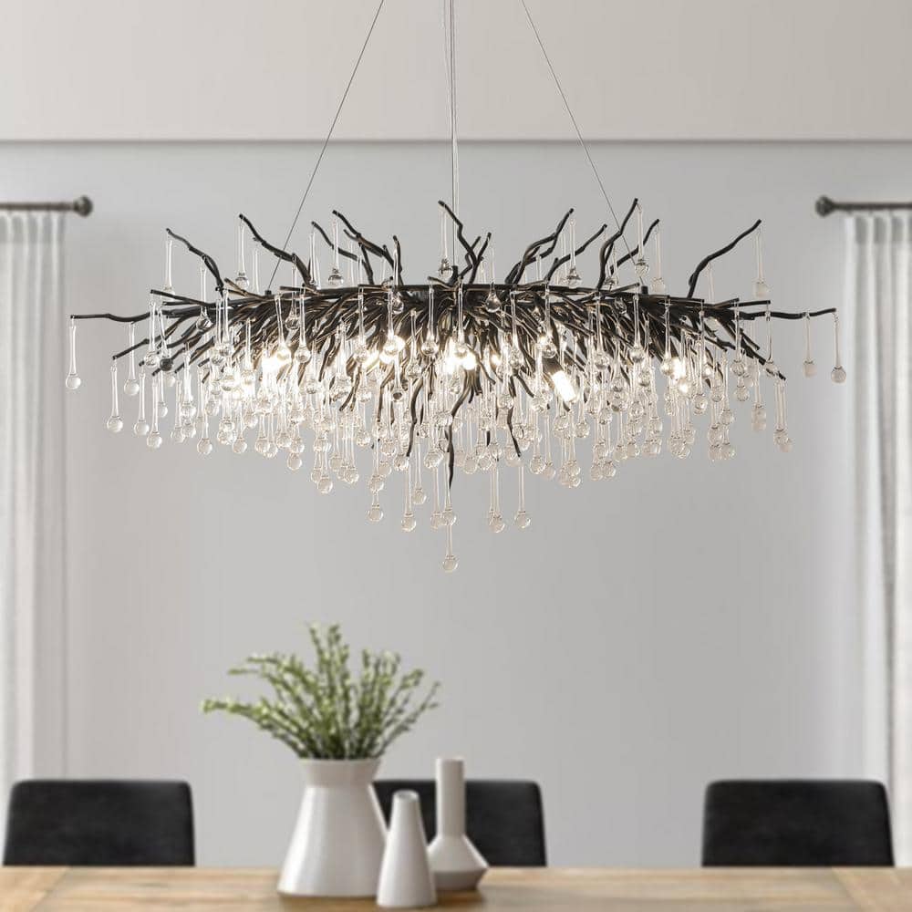 yuuyan　　　　TELOS YUYI Modern Chandelier 47 in. 13-Lights Black Luxury Crystal Globe