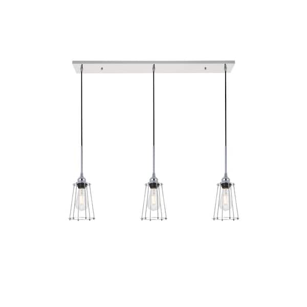 Unbranded Timeless Home 38 in. 3-Light Chrome Pendant Light, Bulbs Not Included