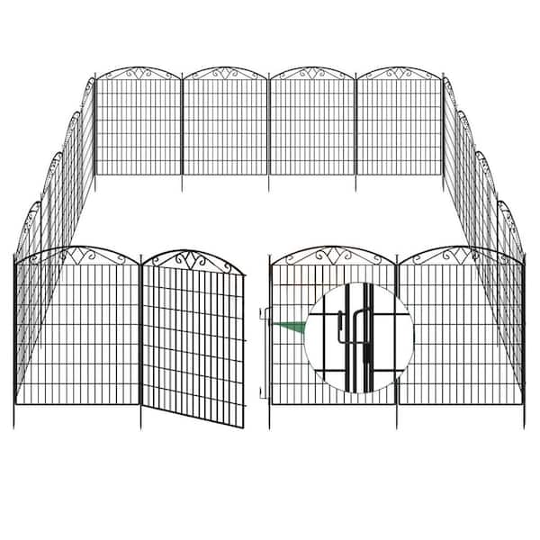 Garden Fencing 36 Inch High Low Threshold Door 8 Panels 17.7 Ft Tall Garden Fence for Dogs and Pets