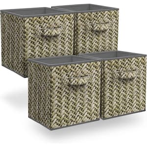 11 in. H x 10.5 in. W x 11 in. D Gray Wooven Design Foldable Cube Storage Bin 4-Pack