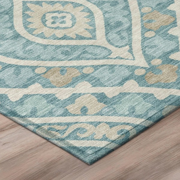 Chantille Machine Washable Indoor/Outdoor Abstract ACN3151 Teal 10 ft. x 14 ft. Area Rug