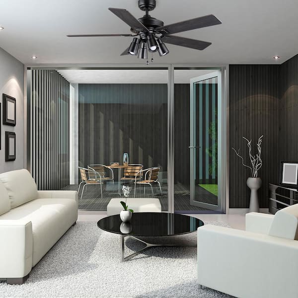 52 in. Matteo Indoor Matte Black LED Ceiling Fan with Light Kit