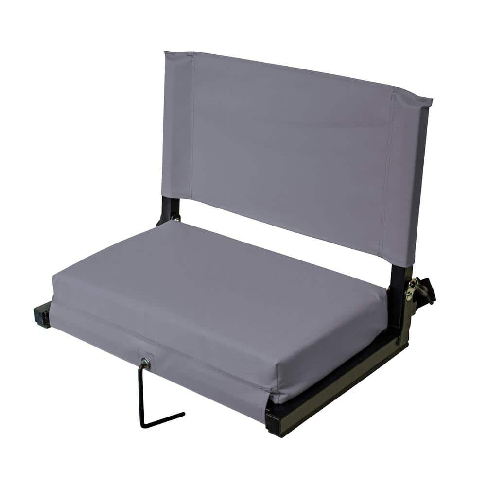 American Furniture Classics Extra Large Canvas Stadium Chair in Gray with 3 in. Foam Padded Seat