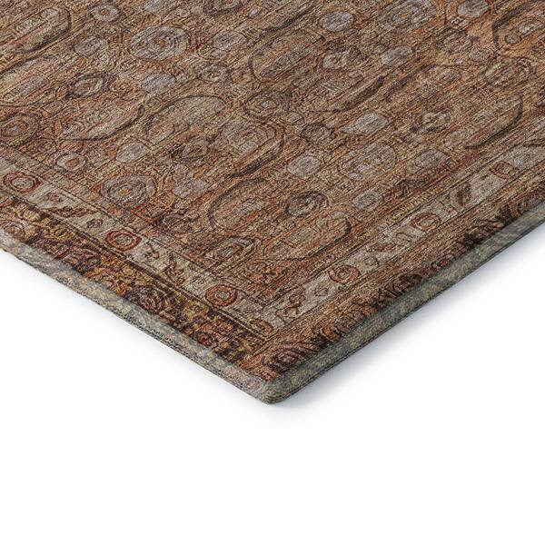 Mayfield Premium Machine Washable Abstract AMF1762 Copper 2 ft. 3 in. x 7 ft. 6 in. Runner Rug