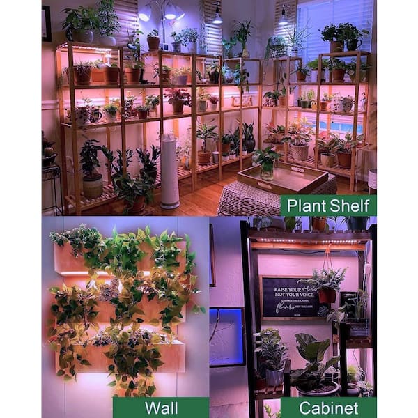 10.1 in. Ultra-Thin Panel Grow Light for Indoor Plants, Full Spectrum, Dimmable, 6/12/16H Timer, Pinkish White