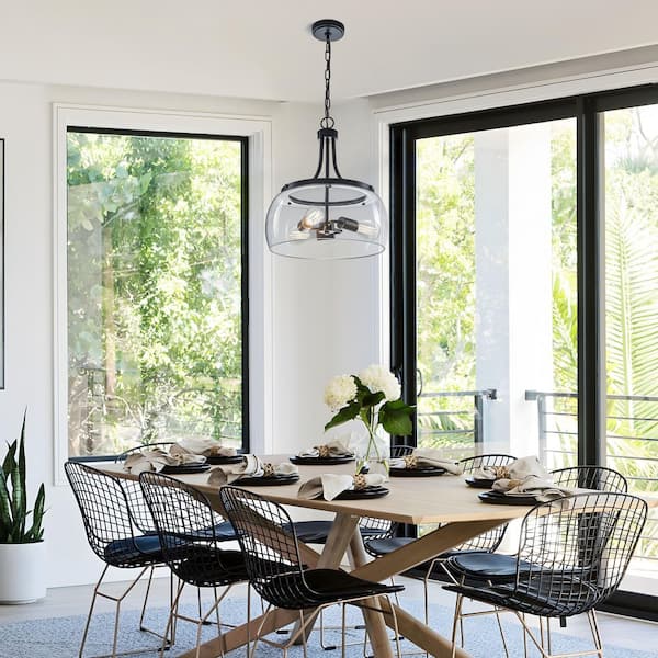 TinHon 16 in. 3-Light Black Pendant Lights Kitchen Island, Modern