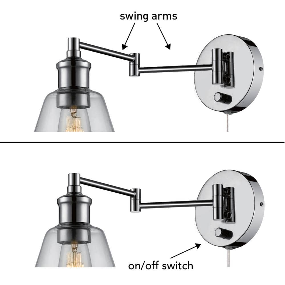 LeClair 9.5'' Chrome Industrial Wall Sconce with Clear Glass Shade