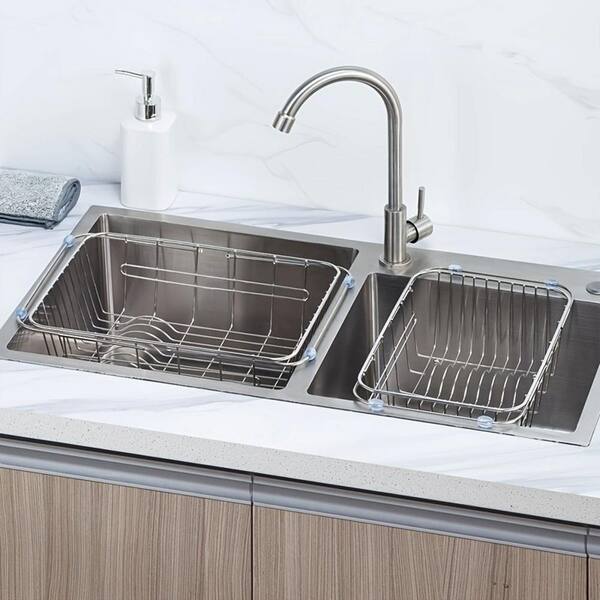 Adrinfly Stainless Steel Sink Grid Protector Dish Rack