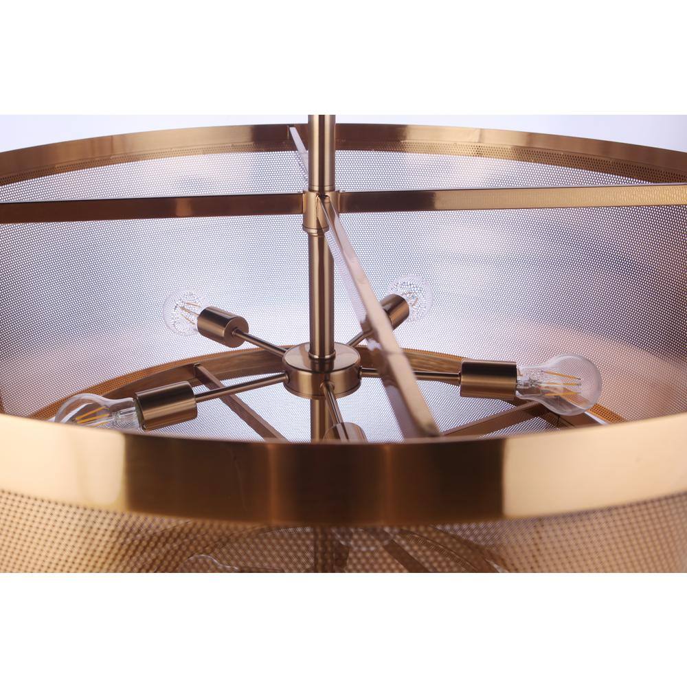 Satin Brass 12-Light Mesh Drum Pendant