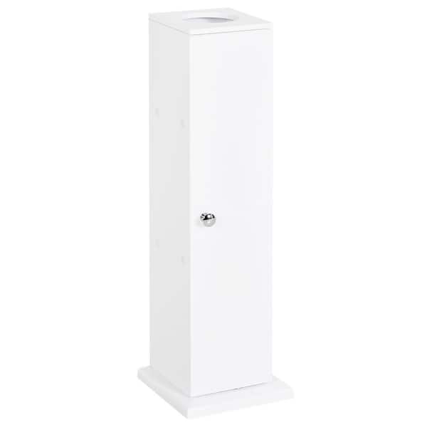 7.75 in. W x 7.75 in. D x 25.5 in. H White MDF Freestanding Linen Cabinet with Doors and Shelves