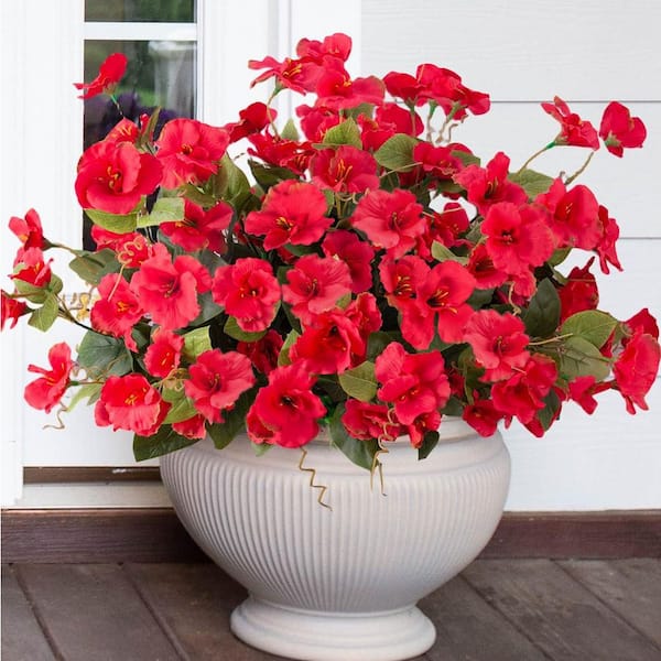 16.3 in. Artificial Red Color Family Outdoor Hibiscus Plant UV
