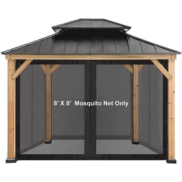 CoastShade 8 ft. x 8 ft. Replacement Canopy Mosquito Netting Screen Sidewalls Black
