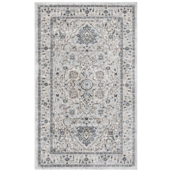 SAFAVIEH Isabella Light Gray/Gray Doormat 3 ft. x 5 ft. Medallion Border Area Rug