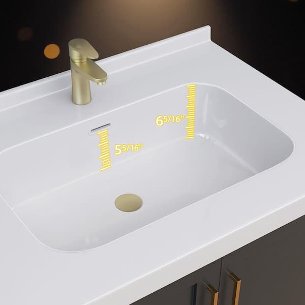 Zeafive 30 in. W x 22 in. D Solid Surface White Rectangular Single