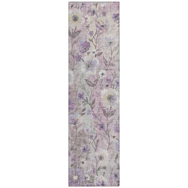 Chantille Machine Washable Indoor/Outdoor Abstract ACN2403 Lilac 2 ft. x 7 ft. Runner Rug