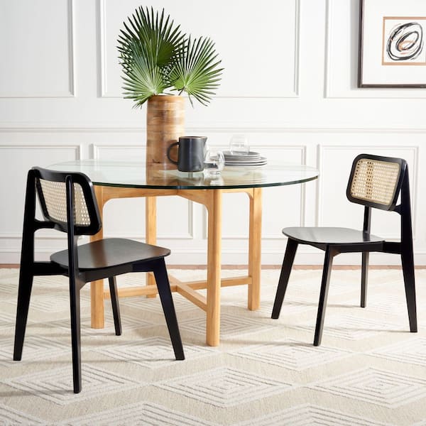 Luz Black/Natural 18.11 in. Wood Dining Chair (Set of 2)