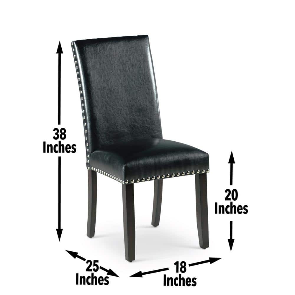 Ebony Black Metal Parsons Side Chair with Nailhead Trim