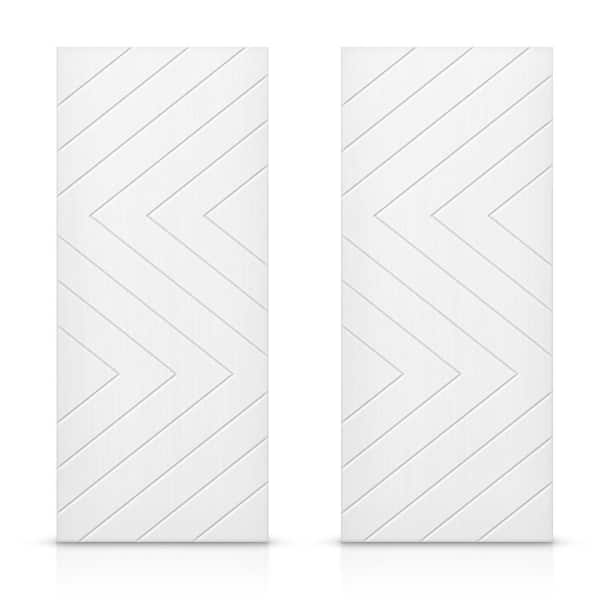 CALHOME 60 in. x 80 in. Hollow Core White Painted Composite MDF Interior Double Closet Sliding Doors