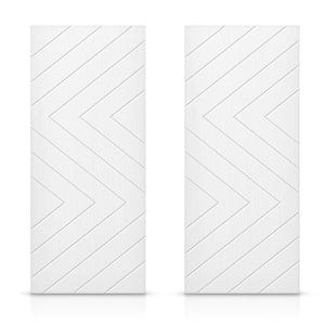 72 in. x 80 in. Hollow Core White Painted Composite MDF Interior Double Closet Sliding Doors