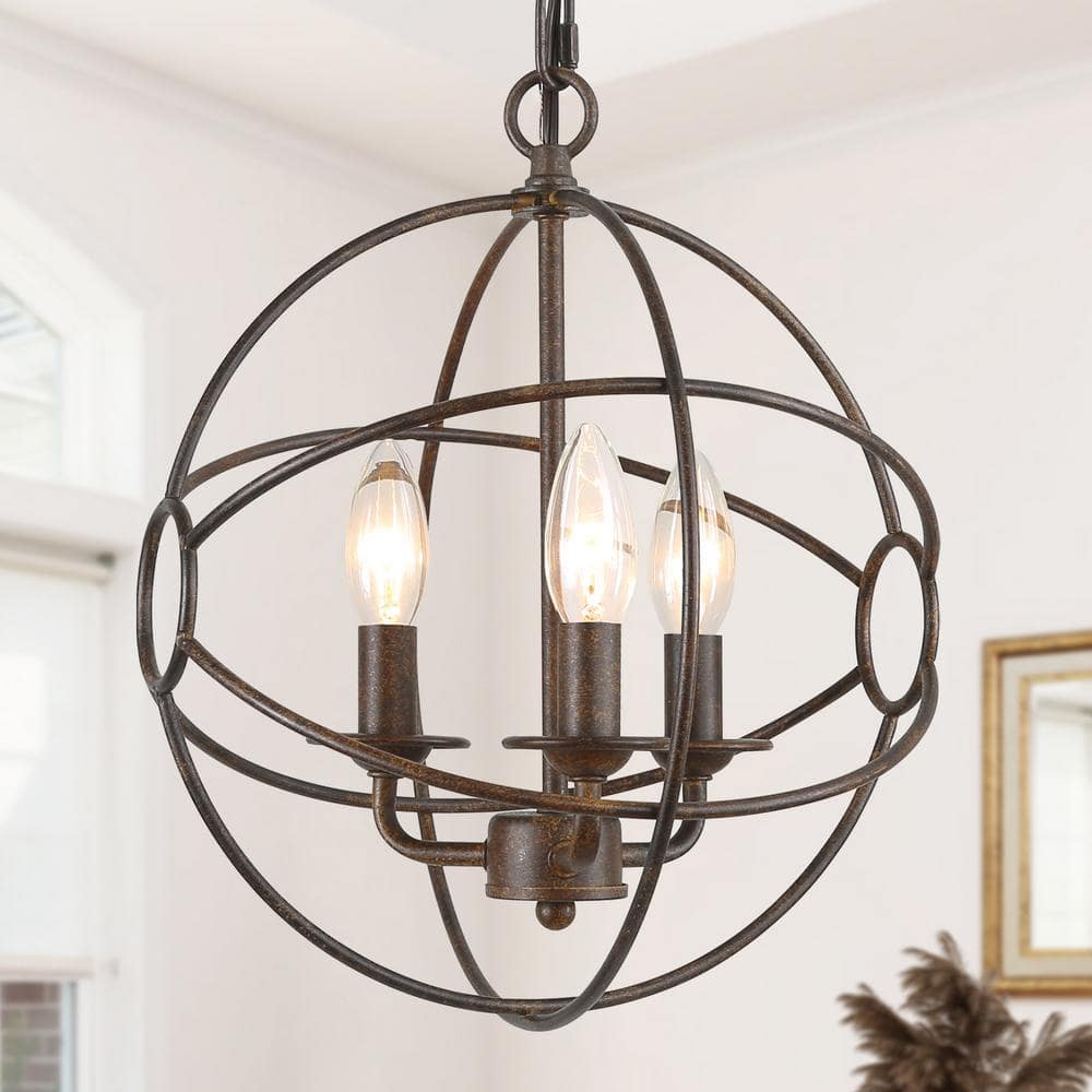 LNC Bronze Chandelier Farmhouse Candlestick 3-Light Globe Kitchen ...