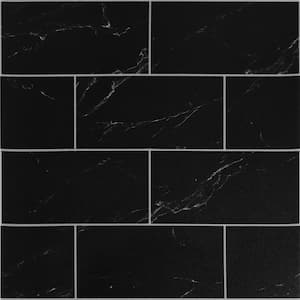 12 in. x 12 in. Vinyl Peel and Stick Tile Stickers Self Adhesive Backsplash Tile, Black (30-Pack, 30 sq. ft. )