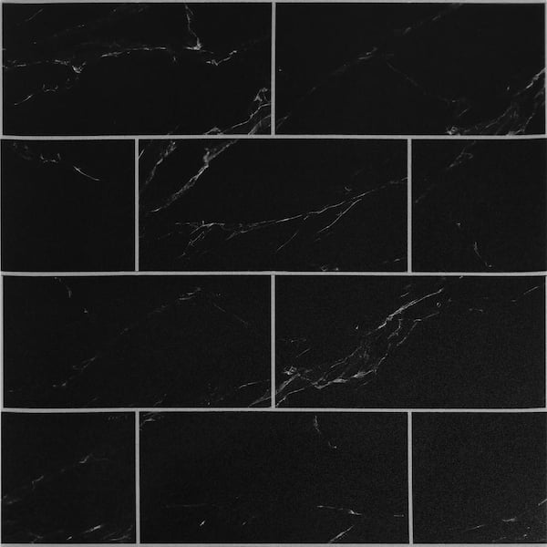 ilemong 12 in. x 12 in. Vinyl Peel and Stick Tile Stickers Self Adhesive Backsplash Tile, Black (30-Pack, 30 sq. ft.)