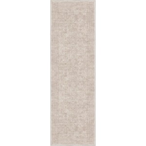 Ivory and Cream 2 ft. 3 in. x 7 ft. 3 in. Runner Flat-Weave Asha Isolde Vintage Oriental Botanical Area Rug