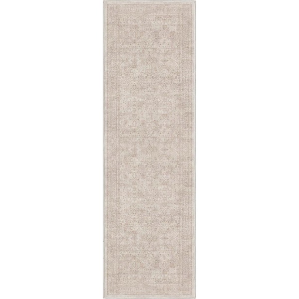 Well Woven Ivory and Cream 2 ft. 3 in. x 7 ft. 3 in. Runner Flat-Weave Asha Isolde Vintage Oriental Botanical Area Rug