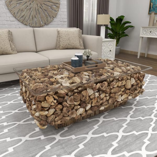 Decorative LV pattern brown crate coffee table