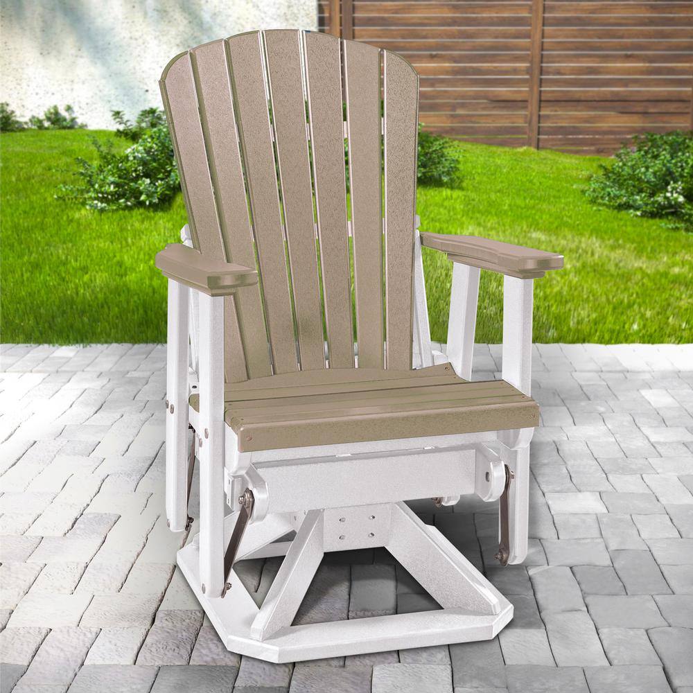 Coastal Comfort Weatherwood & White Poly Resin Swivel Glider Chair