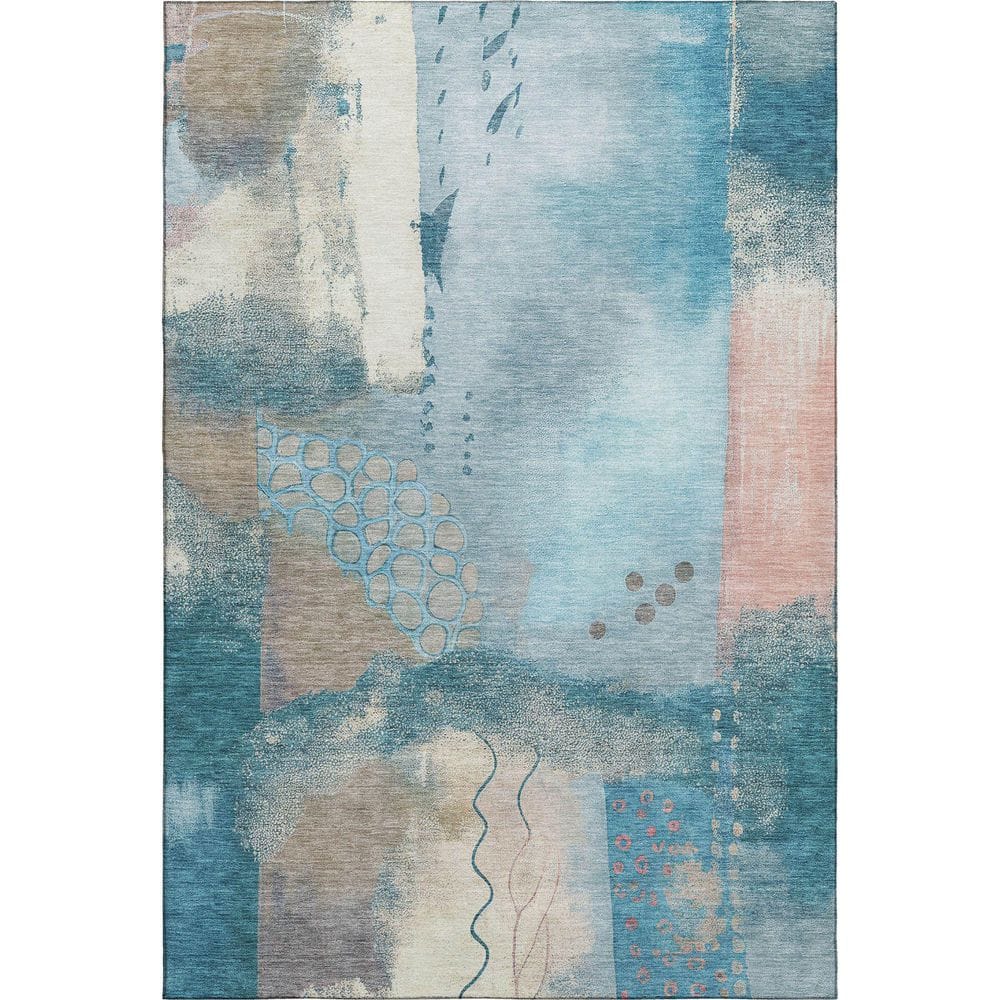 Mayfield Premium Machine Washable Abstract AMF2127 Teal 9 ft. x 12 ft. Area Rug price history on PriceWatchPro