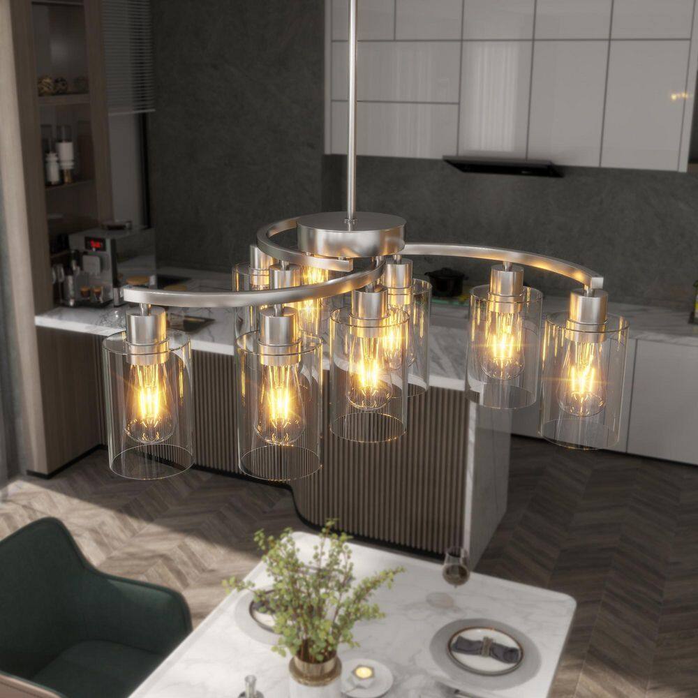 Avex 9-Light Chrome Modern Farmhouse Pendant Light with Clear Glass Shade, No Bulbs Included price history on PriceWatchPro