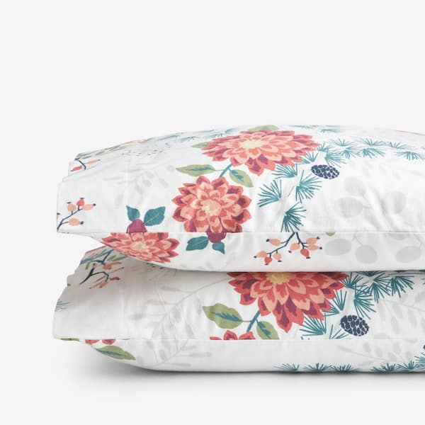 Company Cotton Vintage Blooms Velvet White Multi Flannel Pillowcase (Set of 2)
