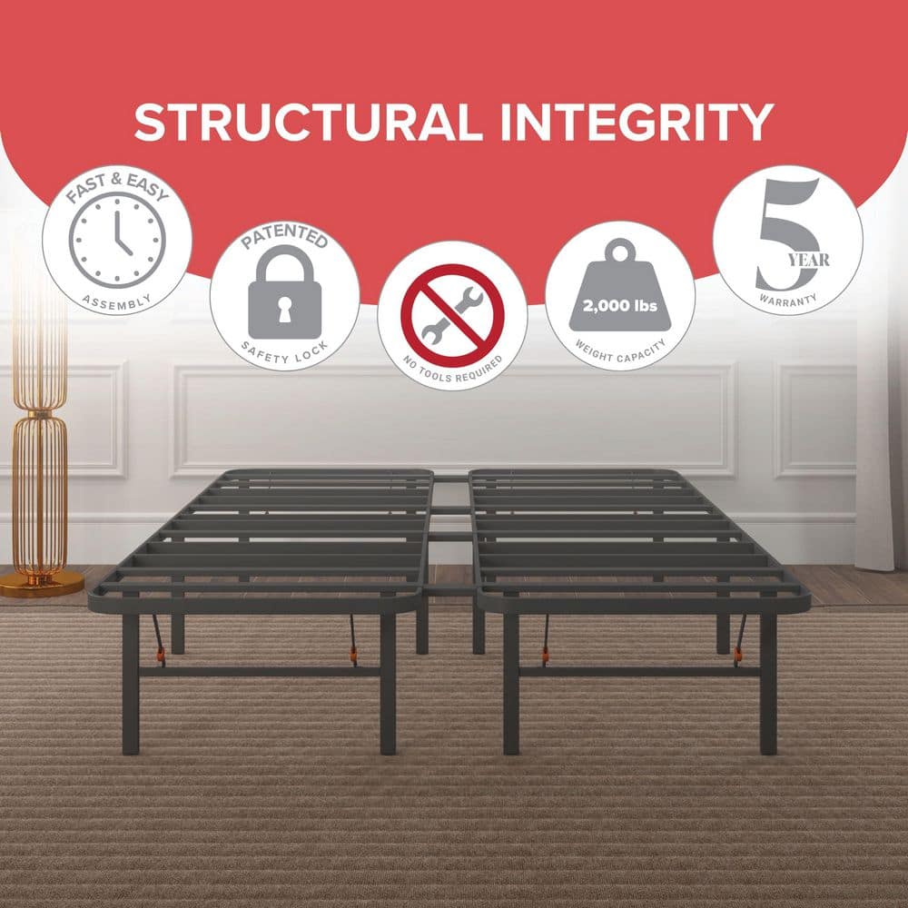 Twin Black Metal Platform Bed Frame with Storage