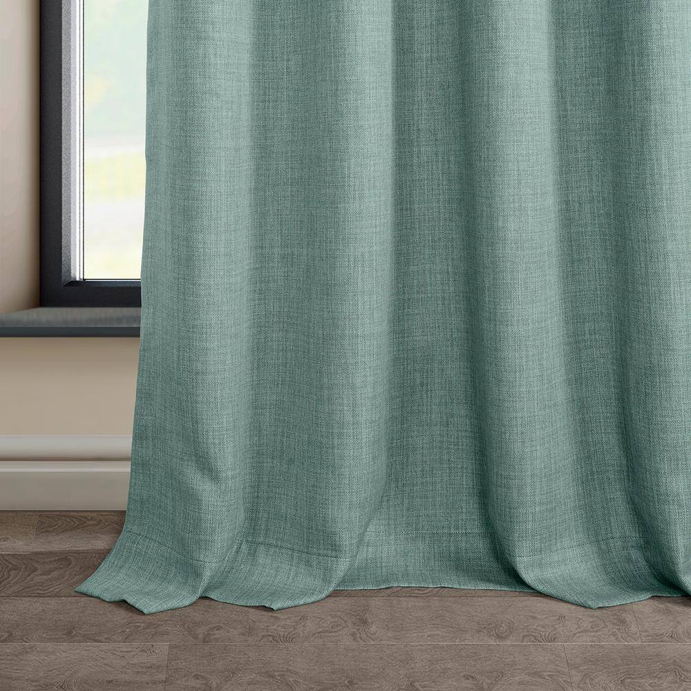 Sea Thistle Blue Faux Linen Room Darkening Grommet Panel - 50" x 108"
