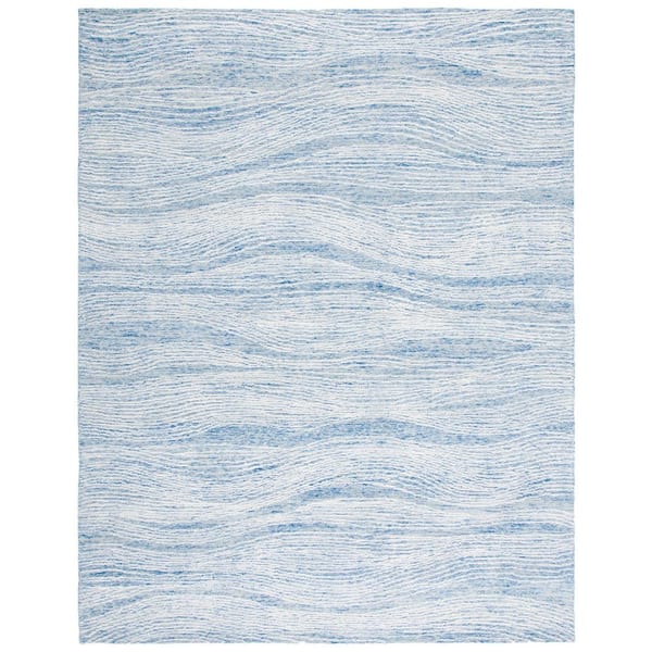 Metro 11 ft. x 15 ft. Blue/Ivory Abstract Waves Area Rug