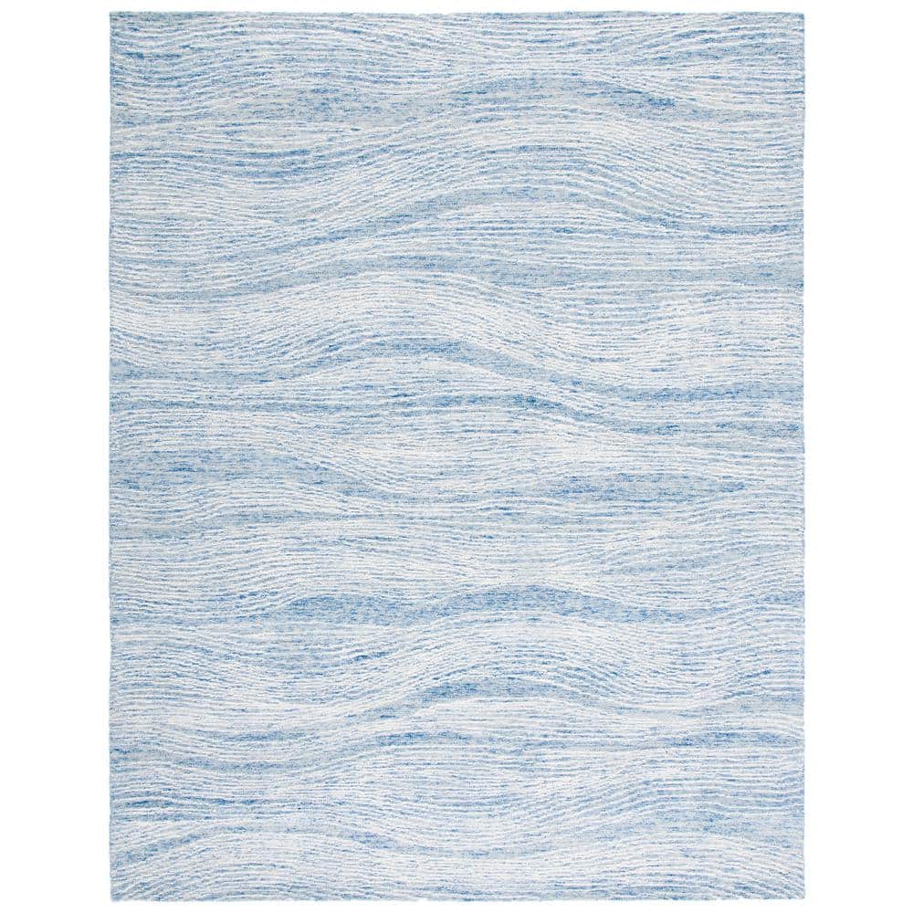 Hand-Tufted Geometric Blue Wool 8' x 10' Rectangular Area Rug
