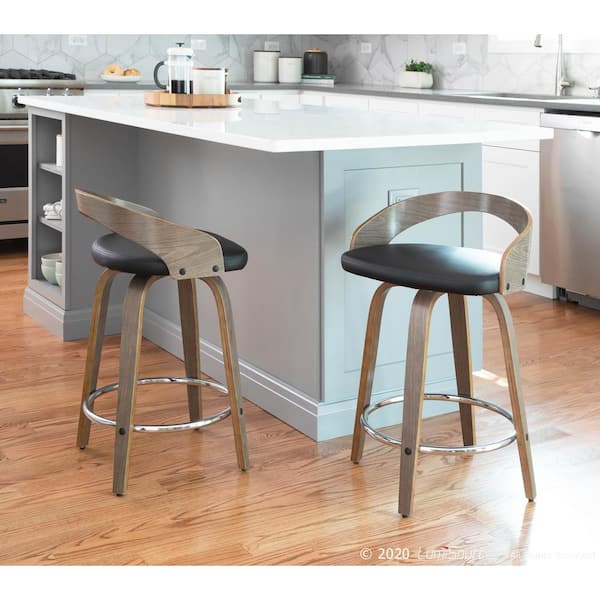 Lumisource Grotto 24 In Light Grey And, Lumisource Grotto Mid Century Counter Stool Set