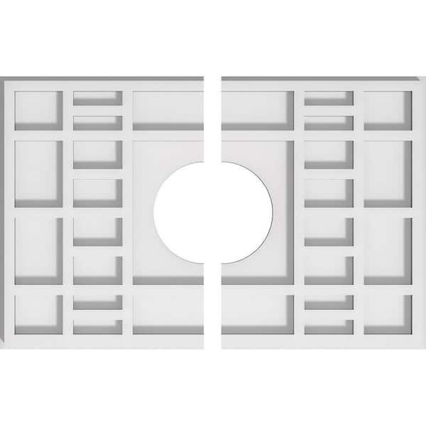 Ekena Millwork 16 in. x 10.62 in. x 1 in. Beaux Architectural Grade PVC Contemporary Ceiling Medallion (2-Piece)